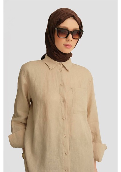 Keten Tunik 25YD4231-1 Bej fırsatları