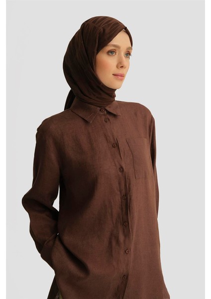 Keten Tunik 25YD4231-1 Acı Kahve fırsatları