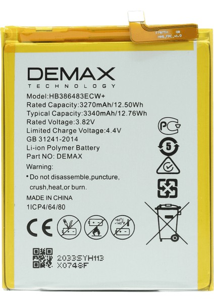 Demax Huawei Gr5 2017 Güçlendirilmiş Batarya HB386483ECW+
