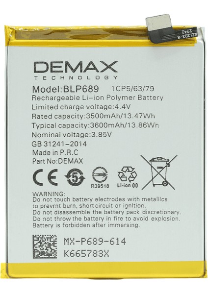 Demax Oppo RX17 Neo Güçlendirilmiş Batarya BLP689