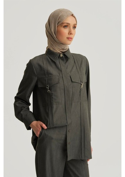 Dikiş Detaylı Denim Ceket 25YD4241-1 Antrasit modelleri