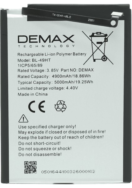 Demax Tecno Camon 16 Pro Güçlendirilmiş Batarya BL-49HT
