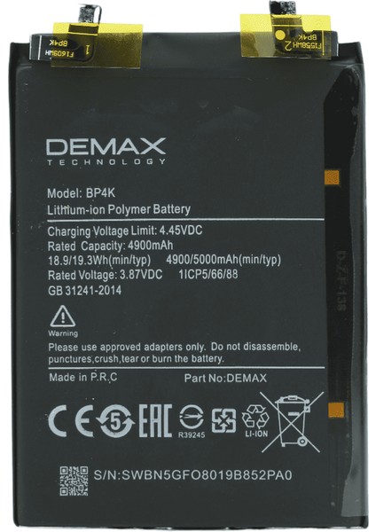 Demax Xiaomi Poco X5 Pro Güçlendirilmiş Batarya BP4K