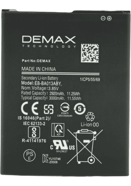 Demax Samsung Galaxy A013 Güçlendirilmiş Batarya EB-BA013ABY