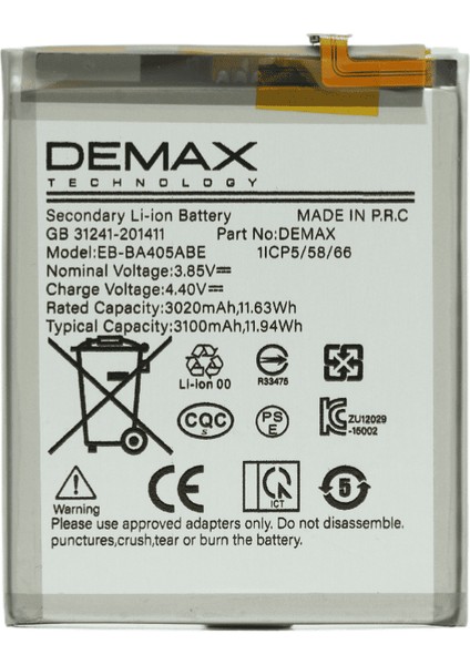 Demax Samsung Galaxy A40 Güçlendirilmiş Batarya EB-BA405ABE