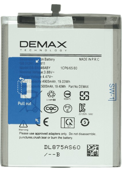 Demax Samsung Galaxy A34 Güçlendirilmiş Batarya EB-BA546ABY