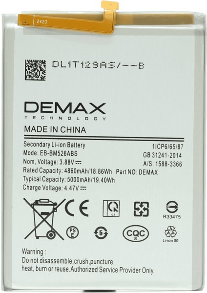 Demax Samsung Galaxy A74 Güçlendirilmiş Batarya EB-BM526ABS