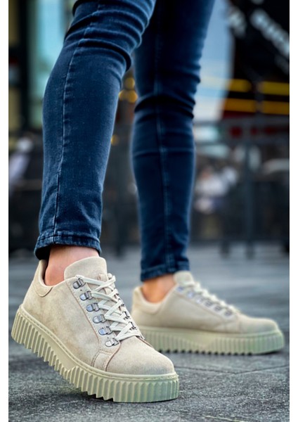 BA0505 Çengel Bağcıklı Krem Renk Yüksek Tabanlı Günlük Ayakkabı fiyatları