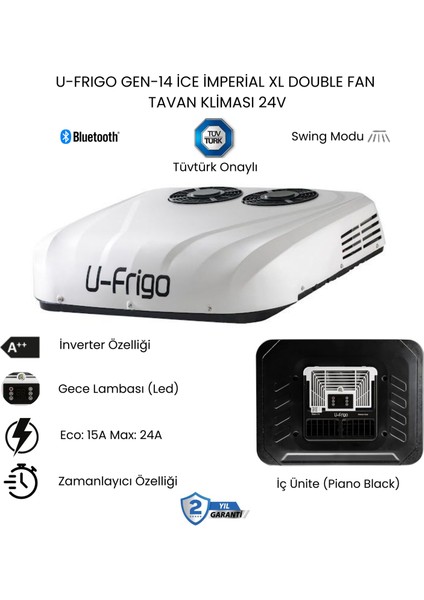 Araç Tavan Park Kliması Çift Fanlı 24V 24 Amper Gen-14 Ice Imperial Xl(Tır,kamyon,kamyonet)