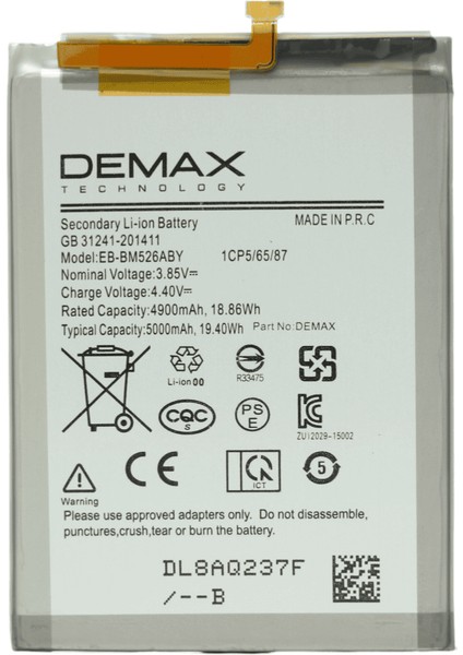 Demax Samsung Galaxy A23 Güçlendirilmiş Batarya EB-BM526ABY