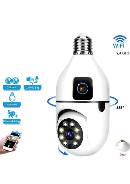4mp Ip 1080P Çift Kameralı Ev Güvenlik Kamerası Ip 1080P Cmr-40 Türkçe Uygulamalı