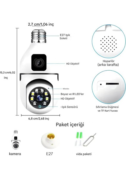 4mp Ip 1080P Çift Kameralı Ev Güvenlik Kamerası Ip 1080P Cmr-40 Türkçe Uygulamalı