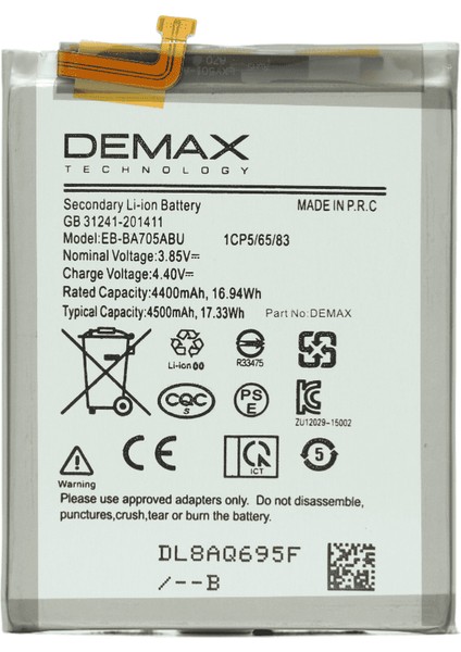 Demax Samsung Galaxy A70 Güçlendirilmiş Batarya EB-BA705ABU