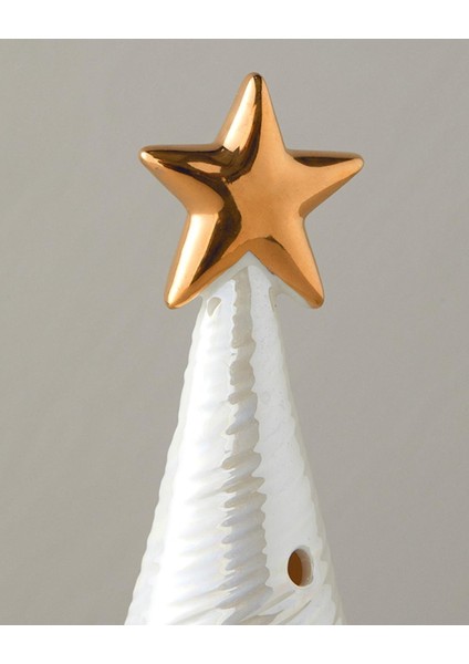 Winter Tree Stoneware Yılbaşı Biblo Krem 9,4x9x20 cm