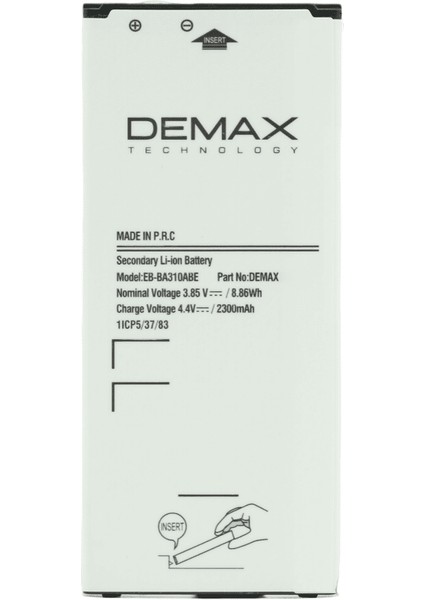 Demax Samsung Galaxy A310 2016 Güçlendirilmiş Batarya EB-BA310ABE