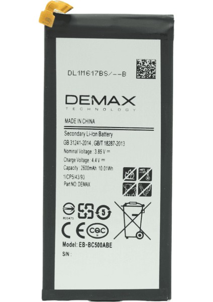 Demax Samsung Galaxy C5 Güçlendirilmiş Batarya EB-BC500ABE
