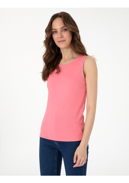 Kadın Pembe Ex. Slim Fit Örme Bluz 50301485-VR041
