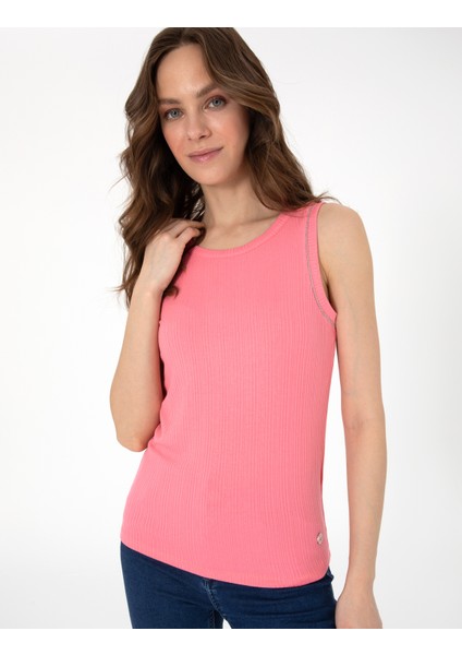 Kadın Pembe Ex. Slim Fit Örme Bluz 50301485-VR041