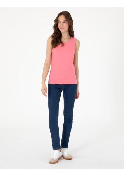 Kadın Pembe Ex. Slim Fit Örme Bluz 50301485-VR041