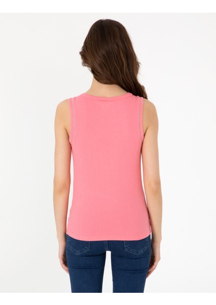 Kadın Pembe Ex. Slim Fit Örme Bluz 50301485-VR041
