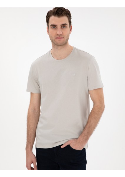 Erkek Taş %100 Pamuk Slim Fit Bisiklet Yaka Basic Tişört 50306980-VR049 modelleri
