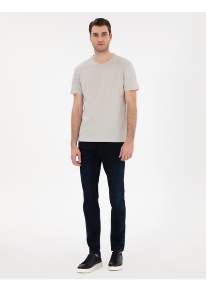 Erkek Taş %100 Pamuk Slim Fit Bisiklet Yaka Basic Tişört 50306980-VR049 fırsatları