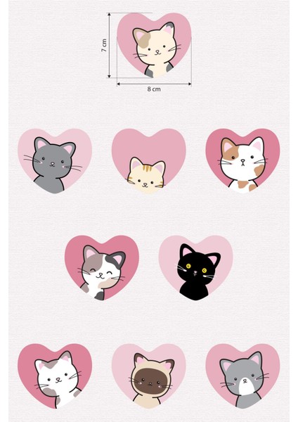 Priz Üstü 9lu Kalpli Kediler Sticker Seti, Çocuk Bebek Odası Kedili Duvar Çıkartmaları fiyatları