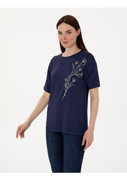 Kadın Lacivert Comfort Fit Tişört 50307296-VR033