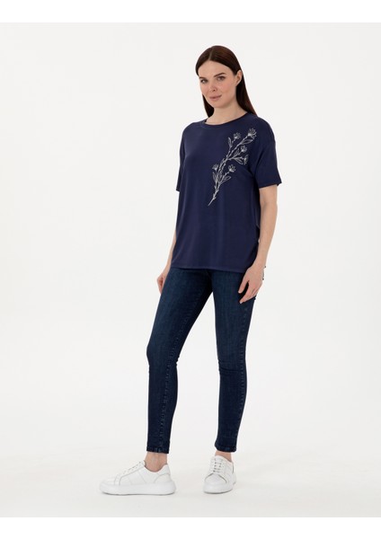 Kadın Lacivert Comfort Fit Tişört 50307296-VR033 fırsatları