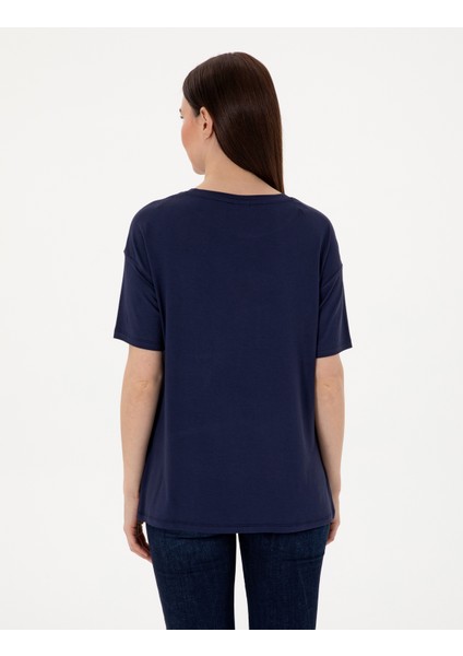 Kadın Lacivert Comfort Fit Tişört 50307296-VR033 indirimleri