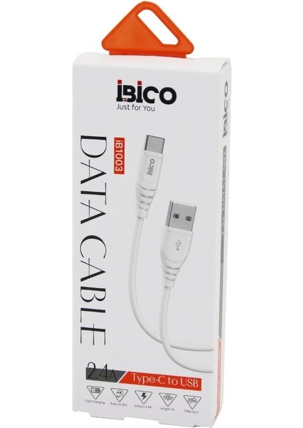Type-C - USB Cep Telefon - Data Şarj Kablosu 2.4A - 1mt (4172)