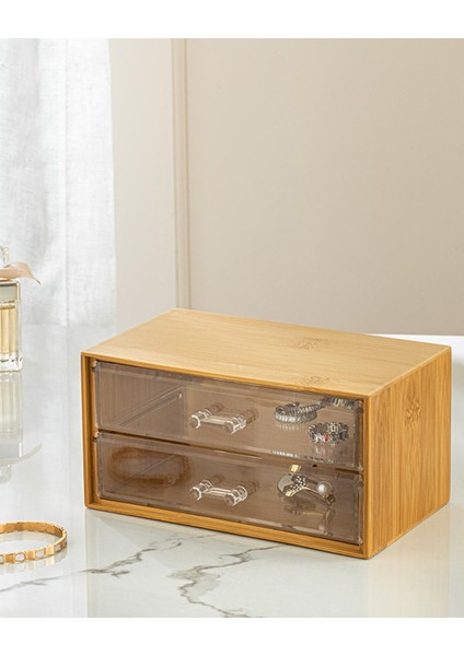 Katelyn Bambu 2 Katlı Organizer Naturel 12x13,5x11cm