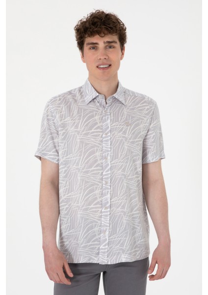 Erkek Açık Gri Gömlek Kısa Kollu 50300434-VR001