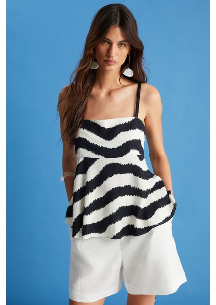 Askılı Zebra Bluz
