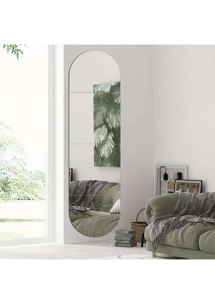 Oval Kenar Pleksi Kare Ayna 30 x 120 cm - Silver