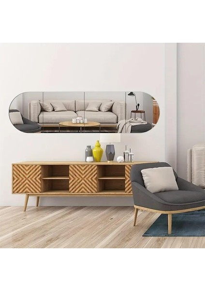 Oval Kenar Pleksi Kare Ayna 30 x 120 cm - Silver fiyatları