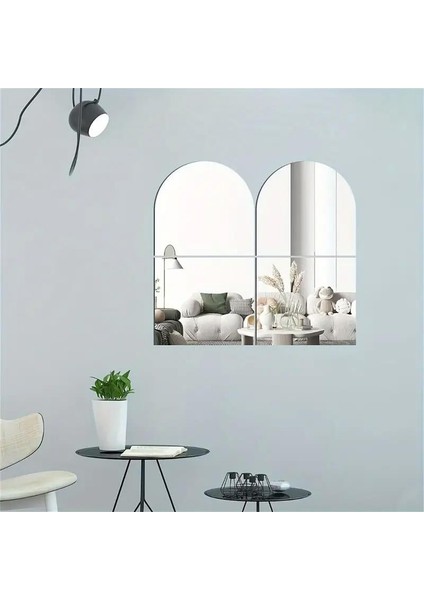 Oval Kenar Pleksi Kare Ayna 30 x 120 cm - Silver modelleri