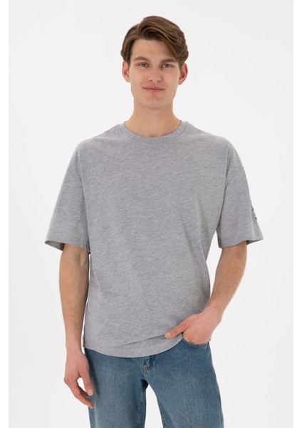 Erkek Gri Melanj Tişört Basic 50305988-VR086