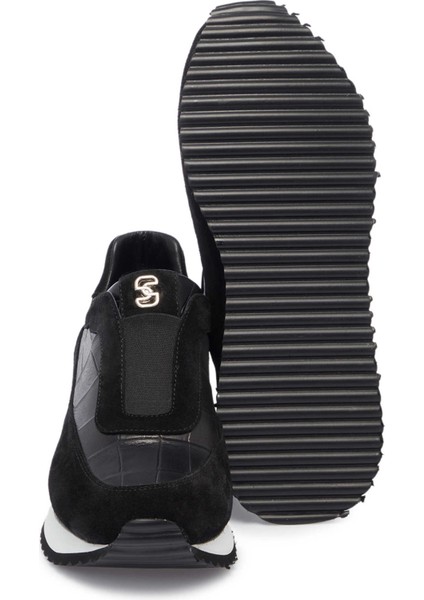 Siyah Hakiki Deri Kadın Sneaker - K25I1AY68044-A23