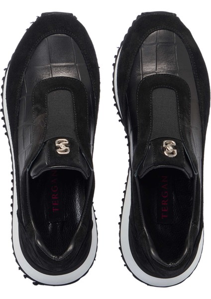 Siyah Hakiki Deri Kadın Sneaker - K25I1AY68044-A23