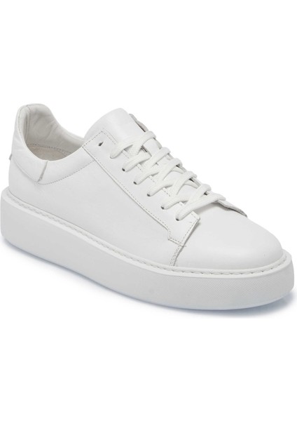 Beyaz Hakiki Deri Erkek Sneaker - E25I1AY57300-A26