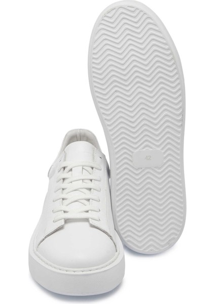 Beyaz Hakiki Deri Erkek Sneaker - E25I1AY57300-A26