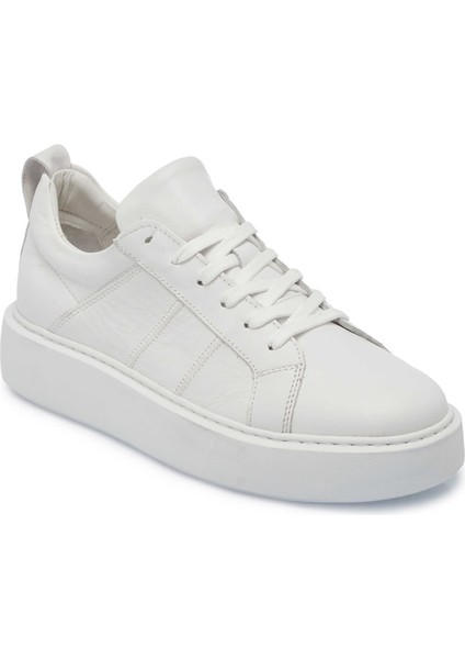 Beyaz Hakiki Deri Erkek Sneaker - E25I1AY57299-A26