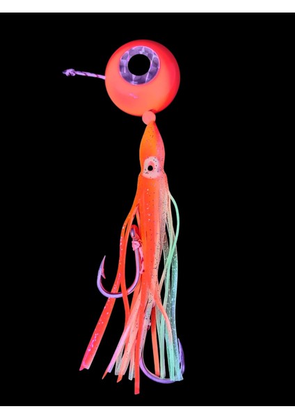 Melek Gözü Jig 150G Kırmızı Uv - 0/3 No Paslanmaz Iğne - Uv Glow Saçak modelleri