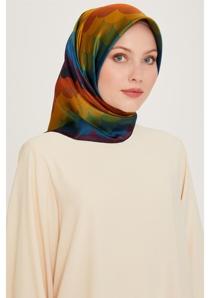 Geometrik Desenli Sura Saf İpek Eşarp 9212D 35