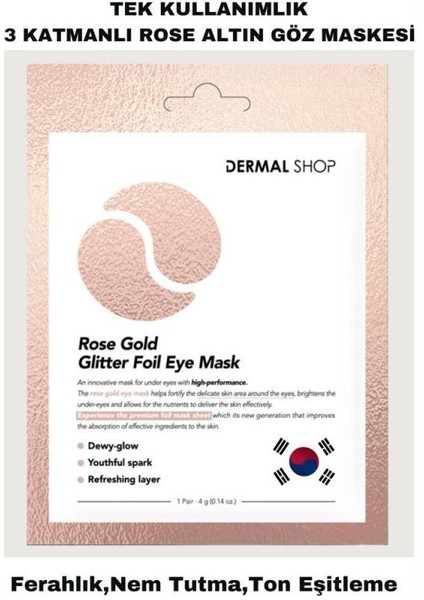 3 Katmanlı Rose Flash Foil Göz Altı Torbalarına Karşı Kağıt Göz Maskesi 4 gr 5 Adet