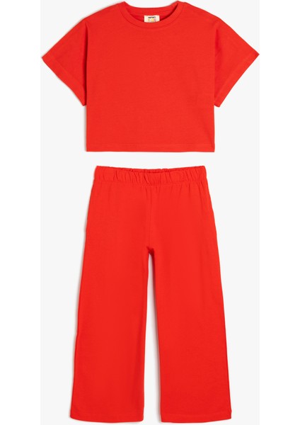 2'li Pamuklu Kısa Kollu Tişört ve Pantolon Seti