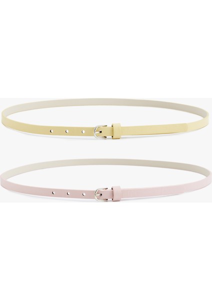 2'li Metal Tokalı Suni Deri Ince Kemer Seti fiyatları