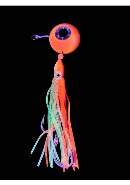 Melek Gözü Jig 150G Turuncu Uv - 0/3 No Paslanmaz Iğne - Uv Glow Saçak modelleri