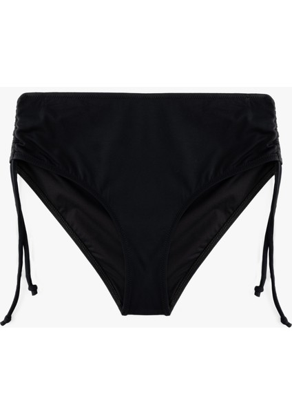 Astarlı Yüksek Bel Yanları Büzgülü Ipli Bikini Altı